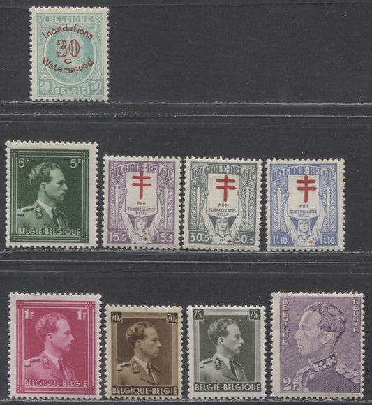 Lot 9 Belgium SC#283/B56 1925-1936 Definitives & Semi-Postals, 9 F/VFNH Singles, Click on Listing to See ALL Pictures, 2022 Scott Classic Cat. $14.1 USD