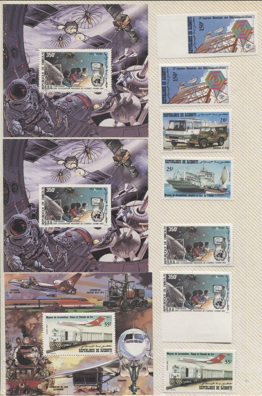 Lot 91 Dijbouti SC#547/C165 1982 Telecommunications Issue, A VFNH Range Of Perf & Imperf Singles & Souvenir Sheets, 2017 Scott Cat. $37.25 USD, Click on Listing to See ALL Pictures