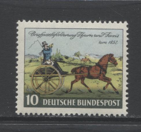 Lot 91 Germany SC#692 1952 Thurn And Taxis Issue, A VFNH Example Of The 10pf Multicolored. Perf 13.5. Watermarked. 2017 Scott Cat $7.25 USD