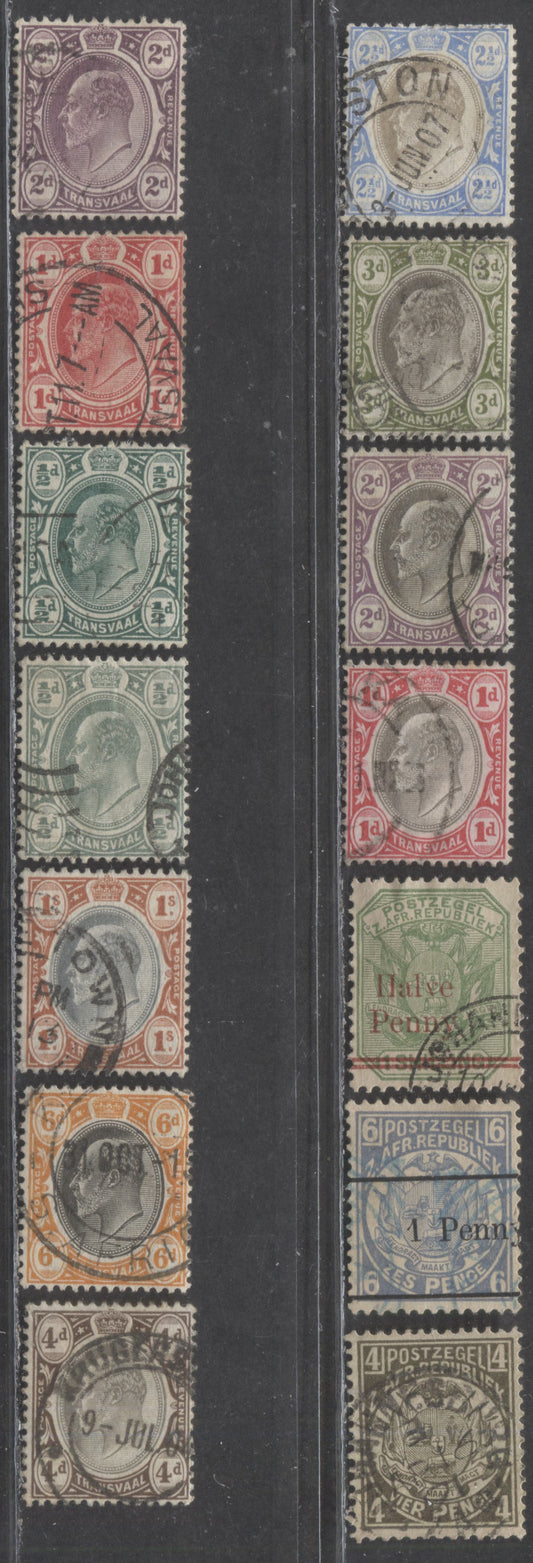 Lot 91 Transvaal SC#129/283 1885-1910 Definitives, 14 Fine/Very Fine Used Singles, Click on Listing to See ALL Pictures, 2022 Scott Classic Cat. $29.5 USD