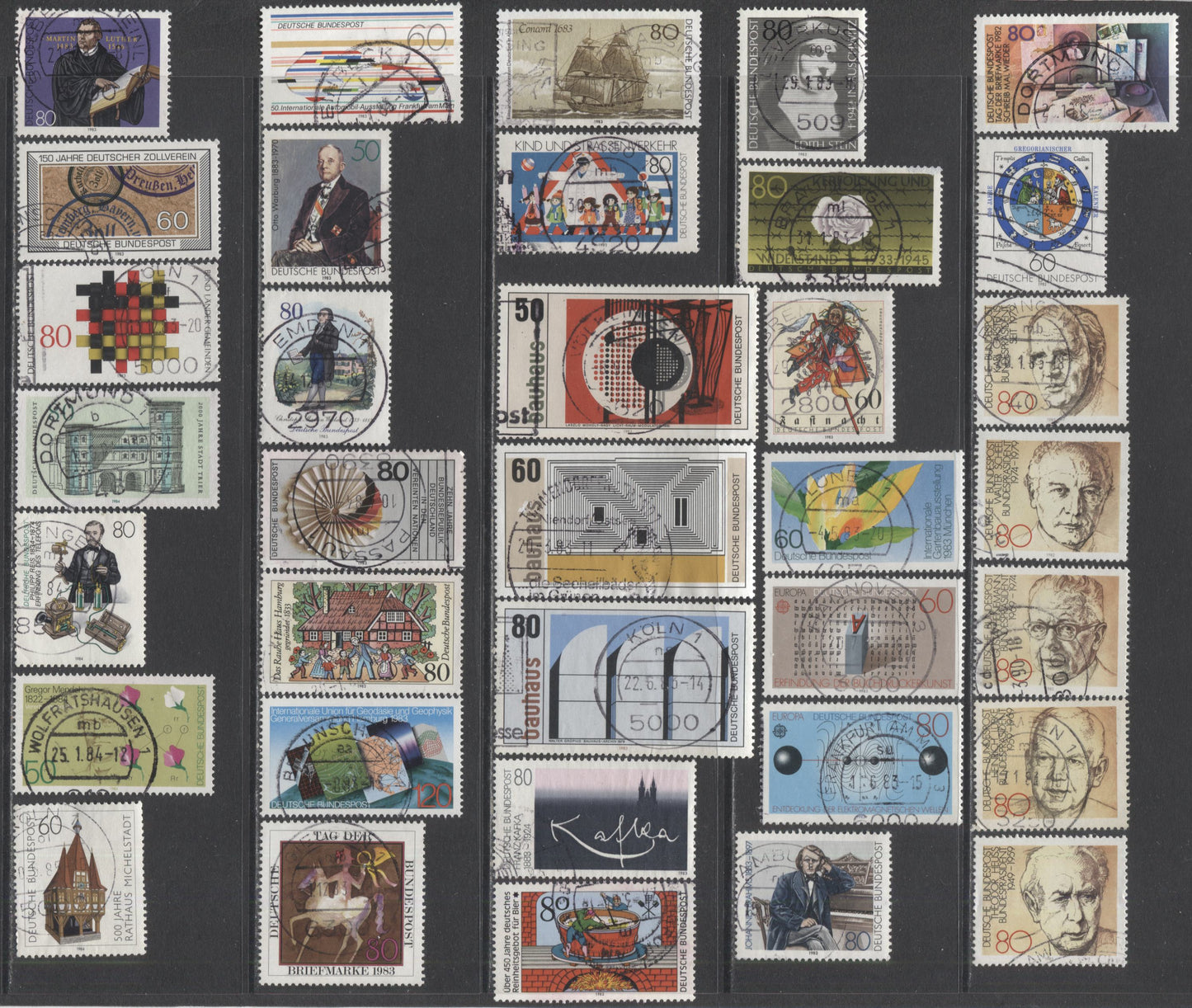 Lot 91 Germany SC#1382-1412 1982-1984 Commemoratives, A VF Used Range Of Singles, 2017 Scott Cat. $15.5 USD, Click on Listing to See ALL Pictures