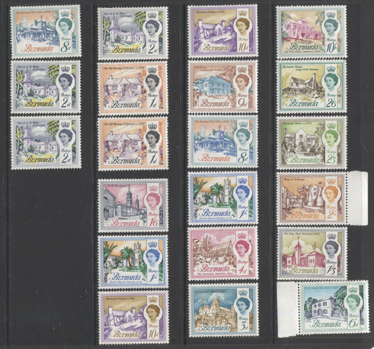 Lot 92 Bermuda SC#175/190 1962-1969 Queen Elizabeth Landmark Definitive Issue, A VFNH and VFOG Range Of Singles, 2017 Scott Cat. $40.95 USD, Click on Listing to See ALL Pictures