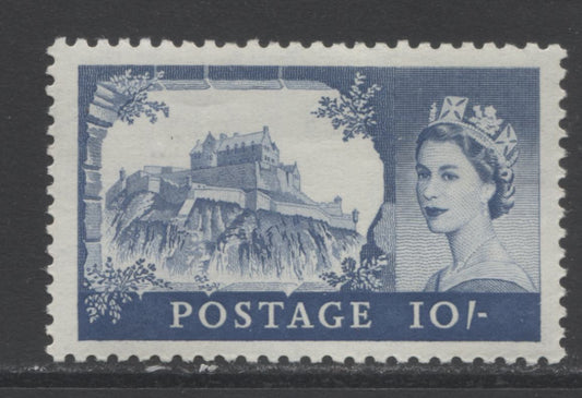 Lot 92 Great Britain SC#373var 10/- Deep Dull Blue 1955-1967 Castle Definitives, A VFNH Example, Click on Listing to See ALL Pictures