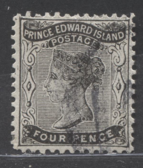 Lot 92 PEI #9 4d Black Queen Victoria, 1868-1870 Third Pence Issue, A Very Fine Used Single, Perf 11.75 x 12