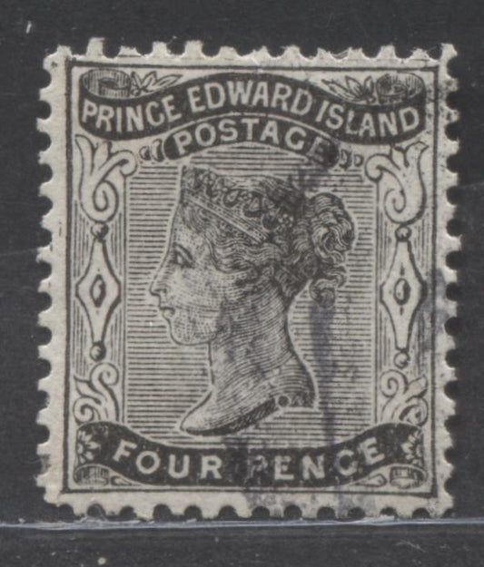 Lot 92 PEI #9 4d Black Queen Victoria, 1868-1870 Third Pence Issue, A Very Fine Used Single, Perf 11.75 x 12