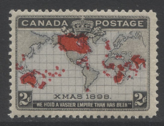 Lot 92 Canada #85 2c Black, Lavender & Carmine Mercator's Projection, 1898 Imperial Penny Postage Issue, A VFOG Single With Many Extra Islands & Lavender Ocean