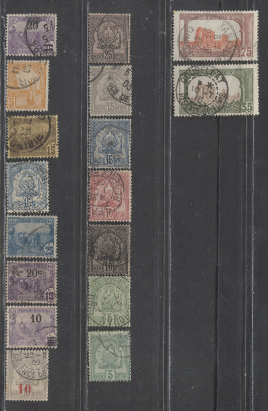 Lot 92 Tunisia SC#11/71 1888-1926 Definitives, 17 Fine/Very Fine Used Singles, Click on Listing to See ALL Pictures, 2022 Scott Classic Cat. $16.85 USD