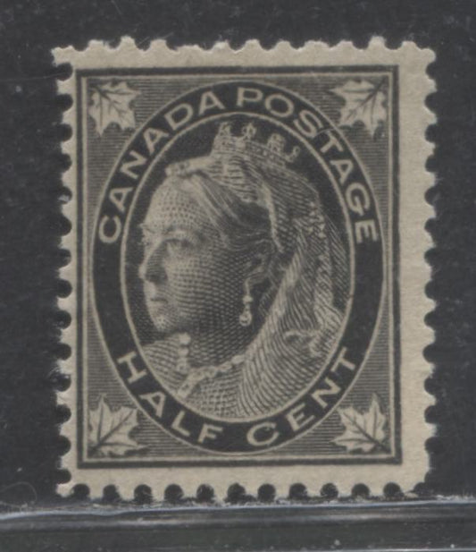 Lot 93 Canada #66 1/2c Black Queen Victoria, 1897-1898 Maple Leaf Issue, A VGNH Single Showing A Doubling Of Veins In 3 Leaves