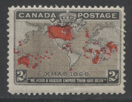 Lot 93 Canada #85i 2c Black, Gray & Carmine Mercator's Projection, 1898 Imperial Penny Postage Issue, A Fine OG Single With Extra Islands & Muddy Ocean