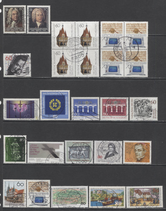 Lot 93 Germany SC#1412/1441 1984-1985 Commemoratives, A VF Used Range Of Singles & Blocks Of 4, 2017 Scott Cat. $14.1 USD, Click on Listing to See ALL Pictures