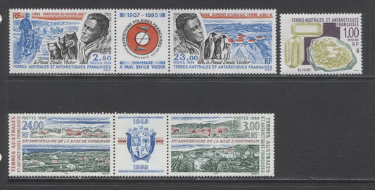 Lot 93 French Southern & Antarctic Territories SC#203/254 1995-1999 Commemoratives, A VFNH Range Of Single & Gutter Pairs, 2017 Scott Cat. $33.5 USD, Click on Listing to See ALL Pictures