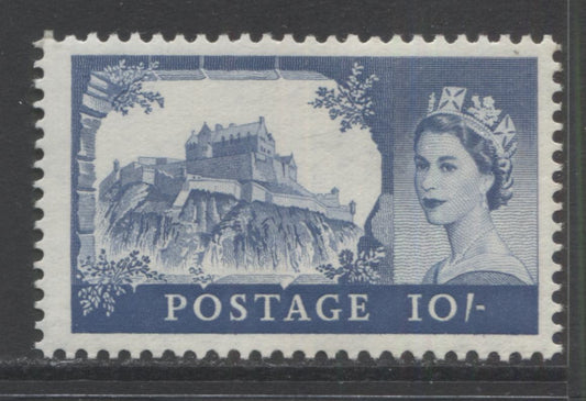 Lot 93 Great Britain SC#373var 10/- Dull Blue 1955-1967 Castle Definitives, A VFNH Example, Click on Listing to See ALL Pictures
