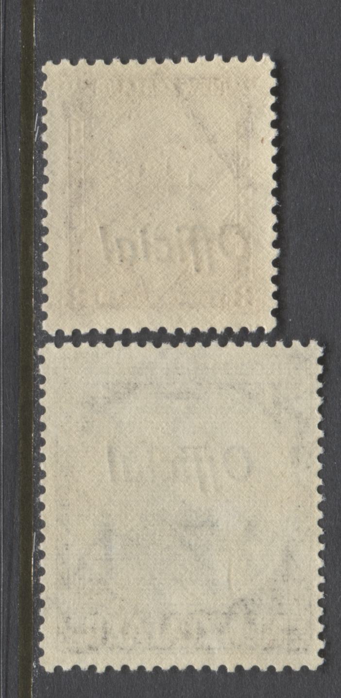 Lot 93 New Zealand SG#O125-O126c 1936-1961 Pictorial Issue With Official Overprint, A Partial VFNH Set. Mult NZ + Star Wmk, Perf 14 x 13.5 & 14 x 14.5, SG. Cat. 57 GBP = $98.04