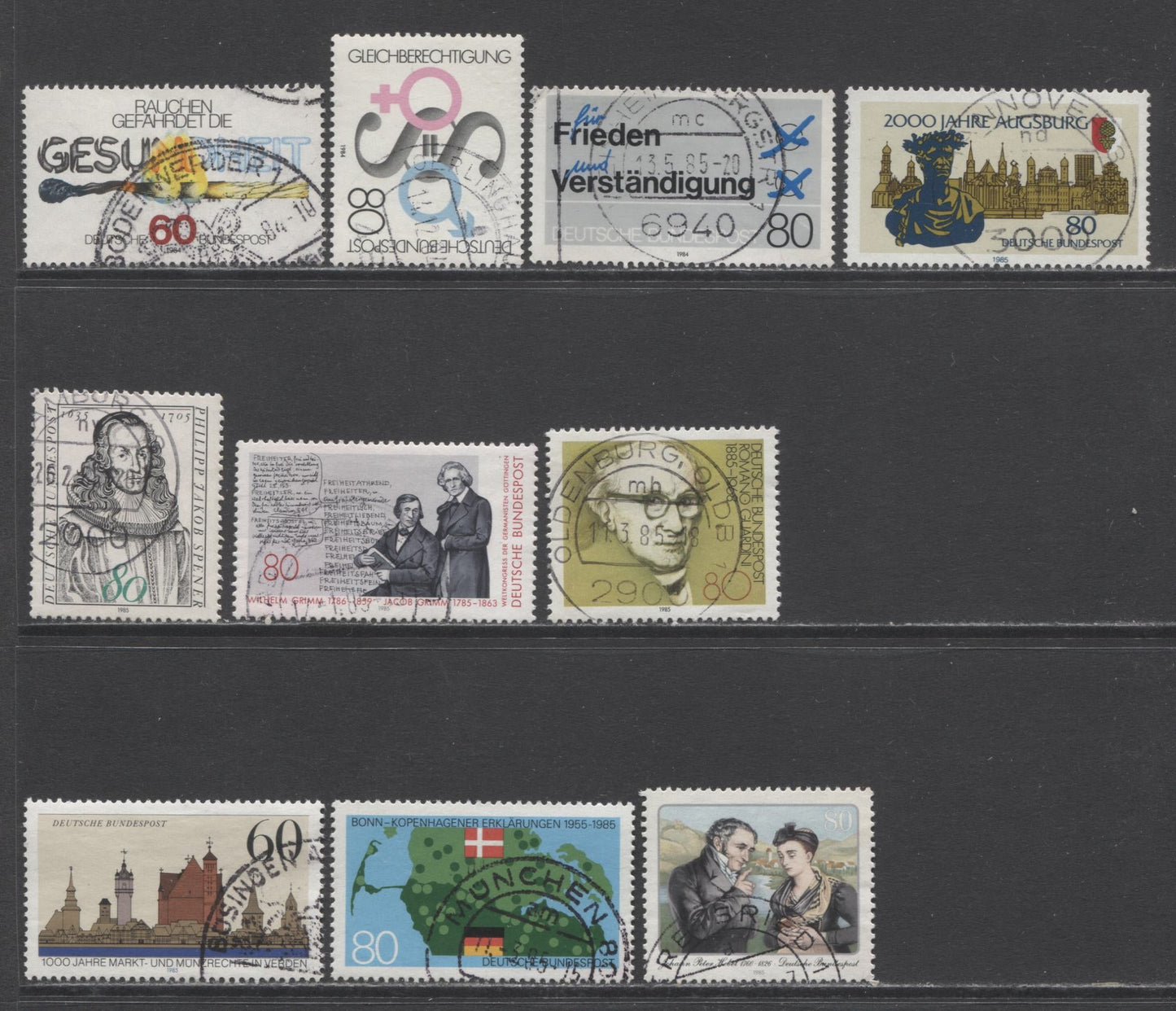 Lot 93 Germany SC#1412/1441 1984-1985 Commemoratives, A VF Used Range Of Singles & Blocks Of 4, 2017 Scott Cat. $14.1 USD, Click on Listing to See ALL Pictures