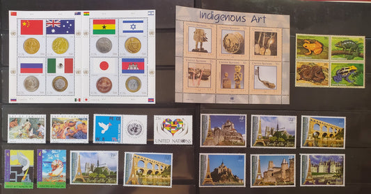 Lot 93 United Nations SC#896/920 2006 Commemoratives, On Various Papers, 32 VFNH Singles, Blocks & Souvenir Sheets, Click on Listing to See ALL Pictures, 2017 Scott Cat.  $40.5 USD