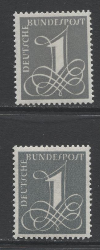 Lot 94 Germany SC#737-a 1955-1958 Numeral Issues, 2 VFNH Examples, Booklet & Sheet Singles, One Tagged. Perf 14. Watermarked. 2017 Scott Cat $7.95 USD