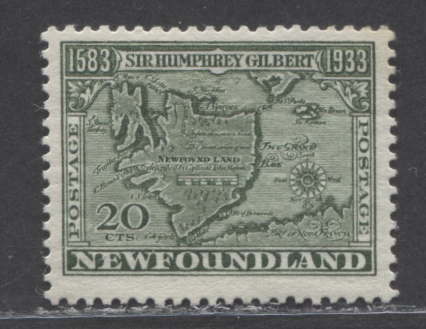 Lot 94 Newfoundland #223 20c Deep Green Map Of Newfoundland 1626, 1933 Sir Humphrey Gilbert Issue, A VFOG Single