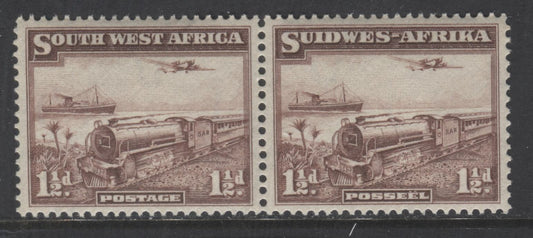 Lot 94 South West Africa SG#96, 1937 Pictorial Issue, A VFNH Pair, Perf 14 x 13.5, Mult Springbok's Head Watermark, SG. Cat. 29 GBP = $49.88