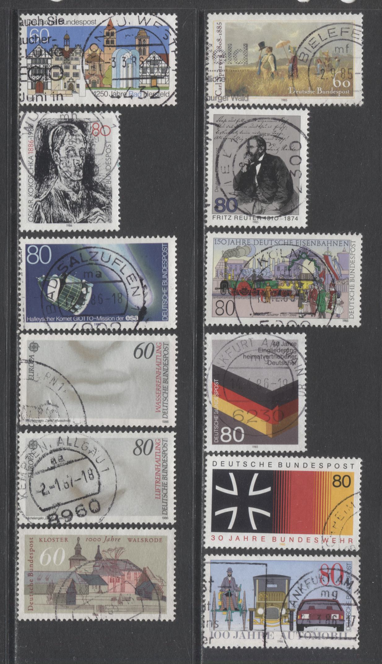 Lot 94 Germany SC#1442-1469 1985-1986 Commemoratives, A VF Used Range Of Singles & Blocks Of 4, 2017 Scott Cat. $15 USD, Click on Listing to See ALL Pictures