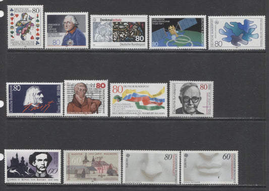 Lot 95 Germany SC#1457-1470 1986 Commemoratives, A VFNH Range Of Singles, 2017 Scott Cat. $23 USD, Click on Listing to See ALL Pictures