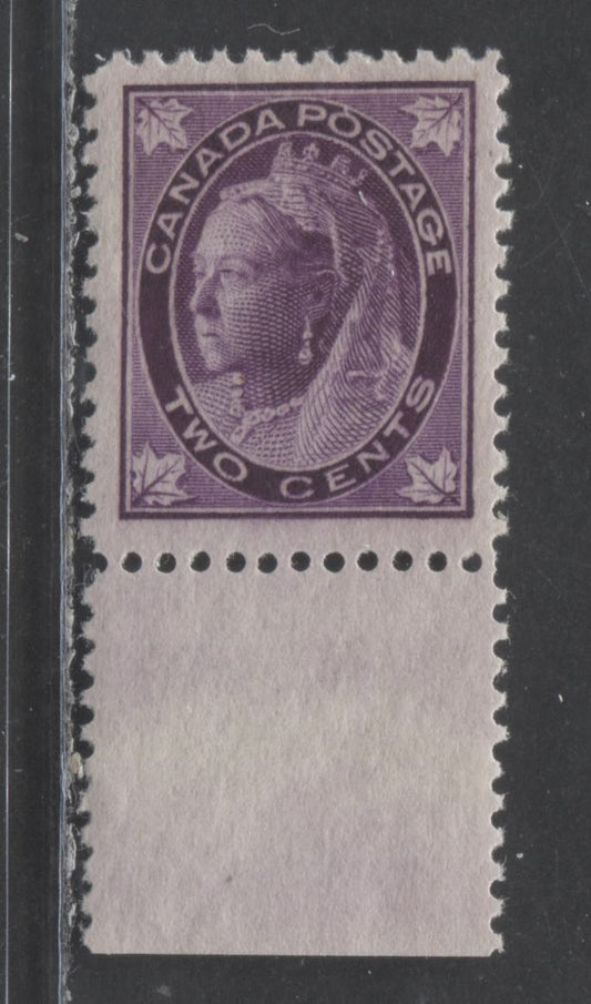 Lot 96 Canada #68 2c Purple Queen Victoria, 1897-1898 Maple Leaf Issue, A VFNH Single On Vertical Wove Paper With Gratton Certificate