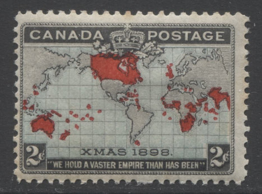Lot 96 Canada #86 2c Black, Blue & Carmine Mercator's Projection, 1898 Imperial Penny Postage Issue, A Fine OG Single With Extra Islands