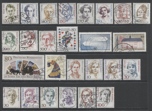 Lot 96 Germany SC#1470/1494A 1986-1991 Commemoratives & Definitives, A VF Used Range Of Singles, 2017 Scott Cat. $21.3 USD, Click on Listing to See ALL Pictures