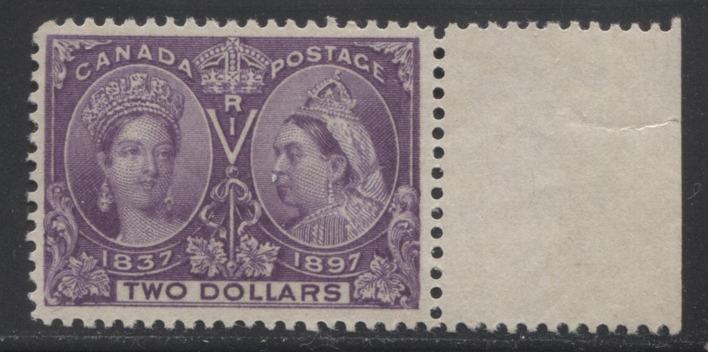 Lot 96 Canada #62 $2 Violet Queen Victoria, 1897 Diamond Jubilee Issue, A VFNH Example With 1999 Greene Certificate