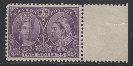 Lot 96 Canada #62 $2 Violet Queen Victoria, 1897 Diamond Jubilee Issue, A VFNH Example With 1999 Greene Certificate