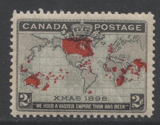 Lot 97 Canada #86 2c Black, Blue & Carmine Mercator's Projection, 1898 Imperial Penny Postage Issue, A Fine OG Single, Red Shifted Slightly Right