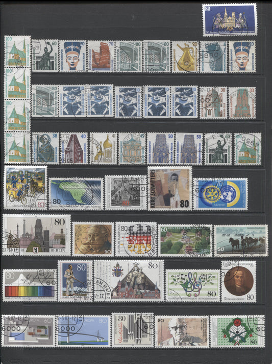 Lot 97 Germany SC#1495-1530 1986-1996 Commemoratives & Definitives, A VF Used Range Of Singles, Booklet Pairs and Strips & Coiil Strip of 4, 2017 Scott Cat. $19.8 USD, Click on Listing to See ALL Pictures