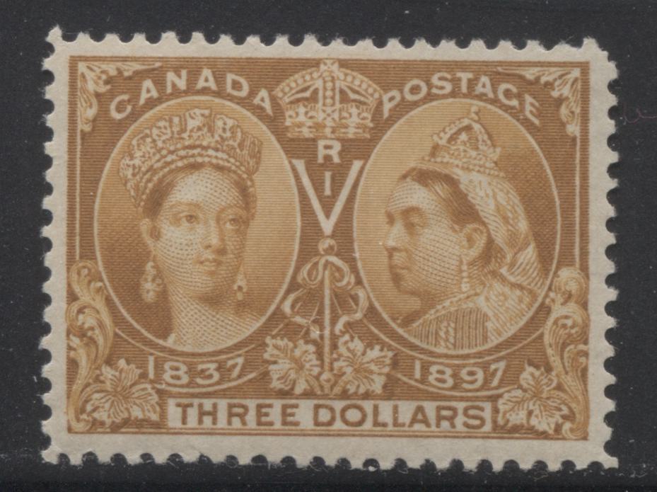 Lot 97 Canada #63 $3 Yellow Bistre Queen Victoria, 1897 Diamond Jubilee Issue, A VFNH Example With 2002 Sismondo Certificate