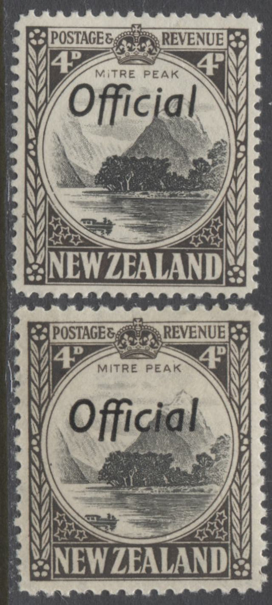 Lot 97 New Zealand SG#O126a-b 1936-1961 Pictorial Issue With Official Overprint, A Partial VFNH Set. Mult NZ + Star Wmk, Perf. 12.5 and 14 line, SG. Cat. 48 GBP = $82.56
