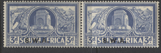 Lot 98 South West Africa SG#108, 1938 Voortrekker Centenary Overprinted Issue, A VFNH Pair, Perf 15 x 14, Mult Springbok's Head Watermark, SG. Cat. 55 GBP = $94.60
