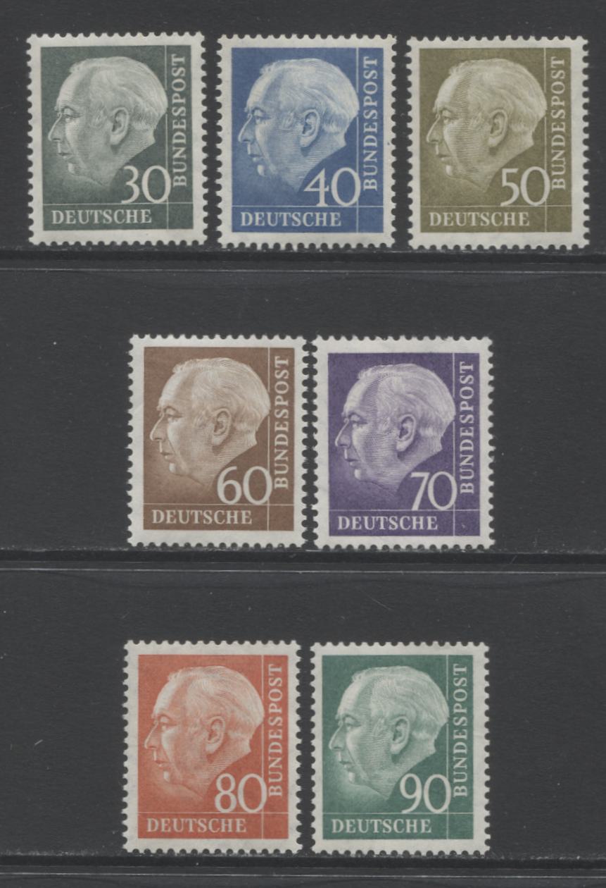 Lot 98 Germany SC#755-761 1956-1957 Heuss Issue, 7 VFNH Examples On Dull Papers. Perf 14. 2017 Scott Cat $36.60 USD