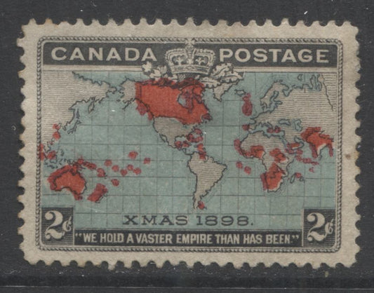 Lot 98 Canada #86b 2c Black, Deep Blue & Carmine Mercator's Projection, 1898 Imperial Penny Postage Issue, A Very Fine Ungummed Single With Extra Islands