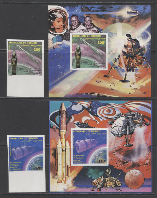 Lot 98 Dijbouti SC#C188-C189 1983 Vostok VI Flight, A VFNH Range Of Perf & Imperf Singles & Souvenir Sheets (Issued & Unissued), 2017 Scott Cat. $24 USD, Click on Listing to See ALL Pictures