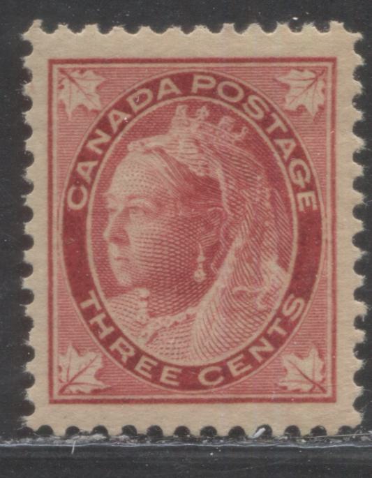 Lot 98 Canada #69 3c Carmine Queen Victoria, 1897-1898 Maple Leaf Issue, A VFNH Single On Scarce Horizontal Wove Paper With Gratton Certificate