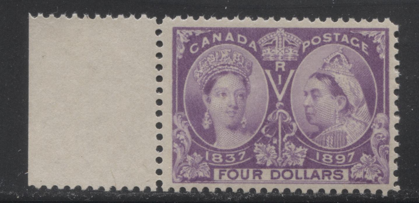 Lot 98 Canada #64 $4 Dark Purple Queen Victoria, 1897 Diamond Jubilee Issue, A VFNH Example With 2018 Greene Certificate