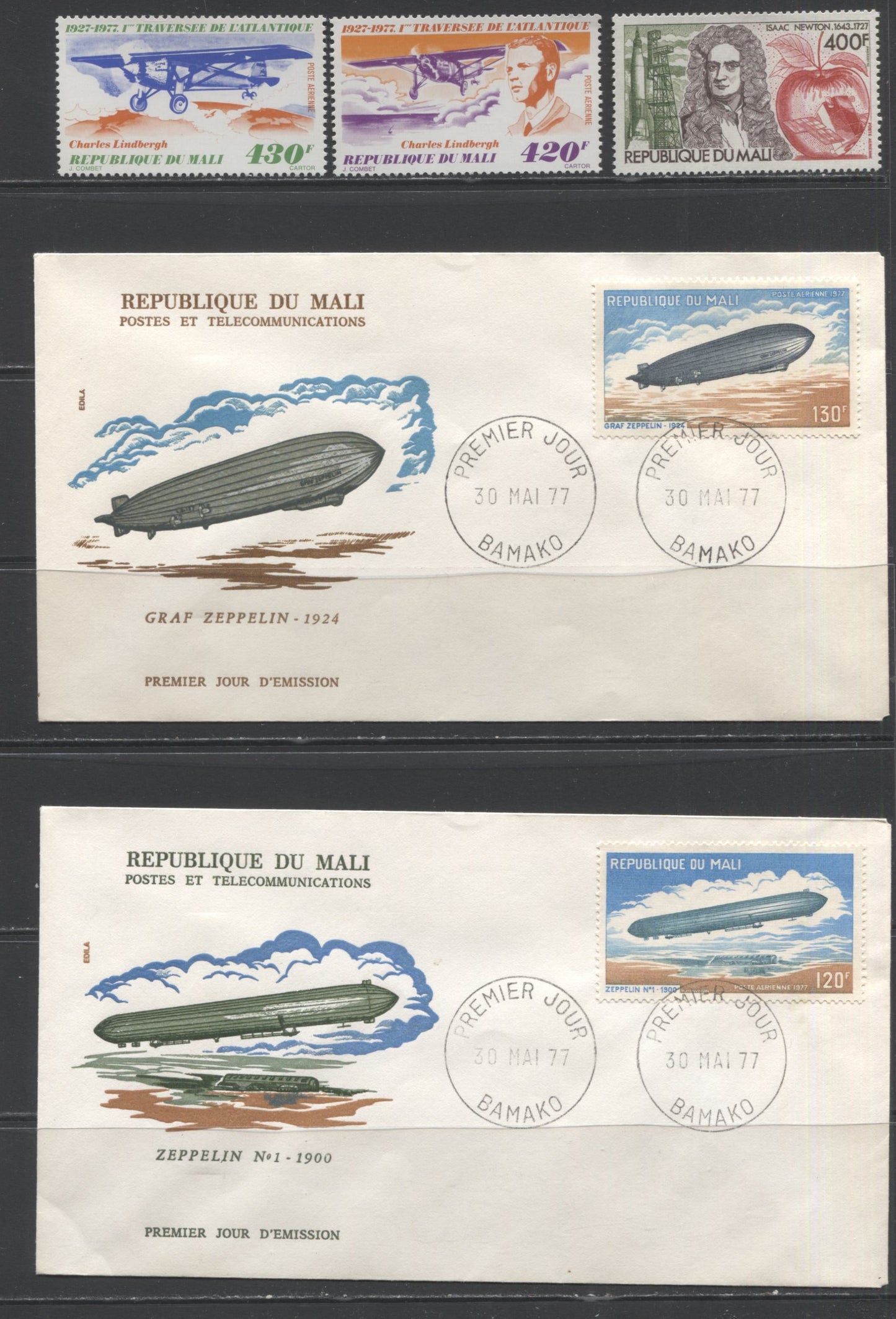 Lot 98 Mali SC#C301/C305 1977 Airmails, A VFNH Range Of Singles & FDCs, 2017 Scott Cat. $14.15 USD as Regular Mint Stamps, Click on Listing to See ALL Pictures