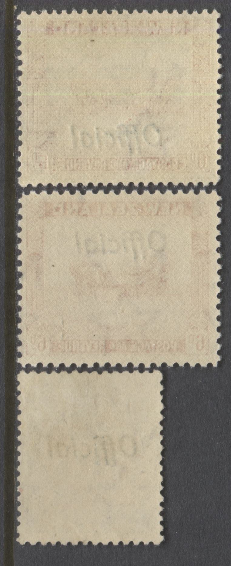 Lot 98 New Zealand SG#O127b-c, O130 1936-1961 Pictorial Issue With Official Overprint, A Partial Fine NH and VFNH Set. Mult NZ + Star Wmk, Multiple Perfs, SG. Cat. 51 GBP = $87.72