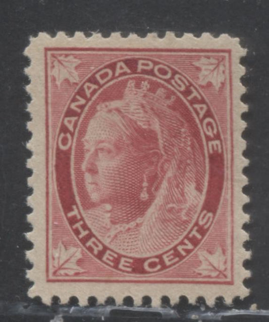 Lot 99 Canada #69 3c Carmine Queen Victoria, 1897-1898 Maple Leaf Issue, A VFOG Single On Vertical Wove Paper