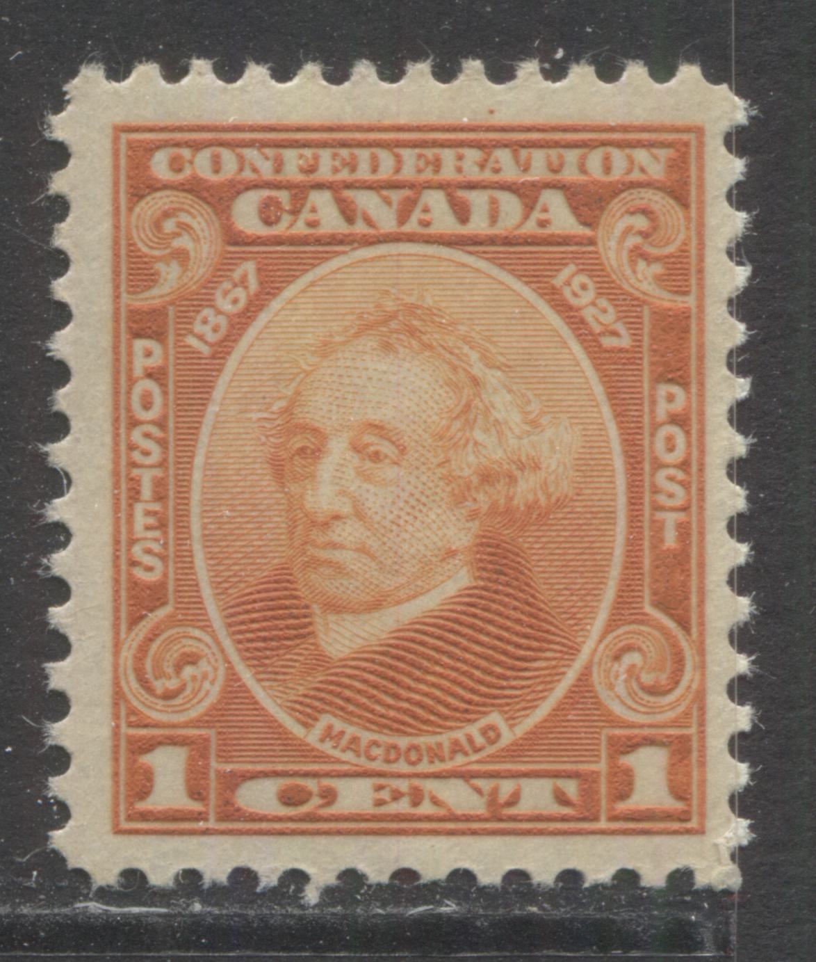 Lot 99 Canada #141 1c Orange Sir John A Macdonald, 1927 60th Anniversary Of Confederation Issue, A VFNH Single With Dot Above RA of Confederation