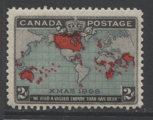 Lot 99 Canada #86b 2c Black, Deep Blue & Carmine Mercator's Projection, 1898 Imperial Penny Postage Issue, A Fine NH Single With Extra Islands