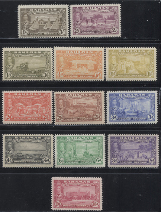 Lot 99 Bahamas SG#178-189 1947 Elutheran Settlement Issue, a Fine NH and VFNH Short Set to the 2/-,  Cat 18.40 GBP = $31.28
