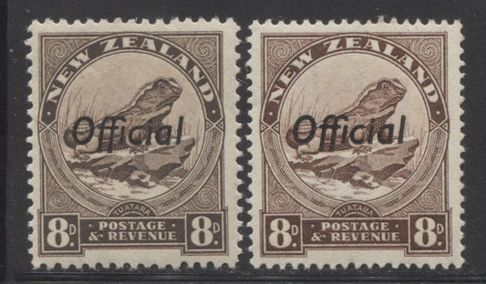 Lot 99 New Zealand SG#O128-a 1936-1961 Pictorial Issue With Official Overprint, A Partial VFNH Set. Mult NZ + Star Wmk, Perf. 12.5 and 14 x 14.5, SG. Cat. 30.50 GBP = $52.46