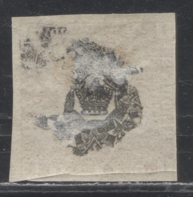 Newfoundland #1 1d Brown Violet, Crown and Heraldic Flowers, 1857-1860 Pence Issue, A Fine Appearing, But VG Mint Example on Thick Paper