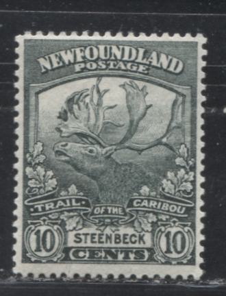 Newfoundland #122 10c Blackish Green Steenbeck, 1919-1923 Trail of the Caribou Issue, A Very Fine Mint OG Example, Line Perf. 14.1
