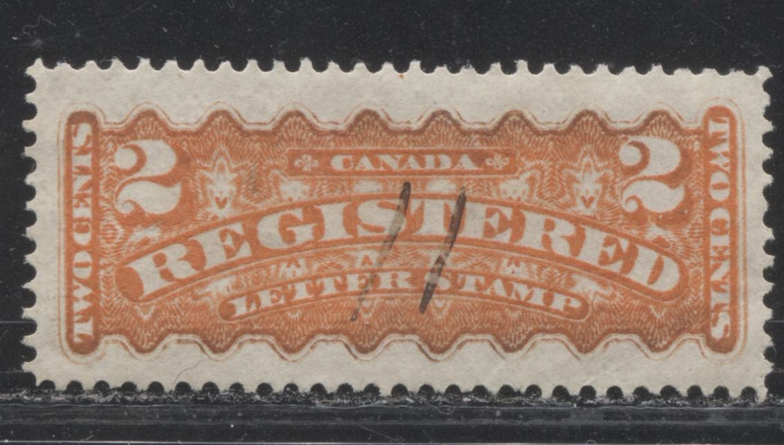Canada #F1i  2c Orange Red 1875-88 Registered Issue, A Very Fine Used Example of the Montreal Printing, Perf. 12.2 x 12.1 on Stout Vertical Wove