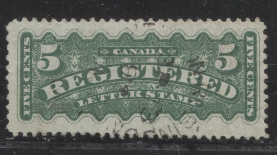 Canada #F2a 5c Bluish Green 1875-88 Registered Issue, A Fine Used Example of the Second Ottawa Printing, Perf. 12 on Soft Vertical Wove Paper